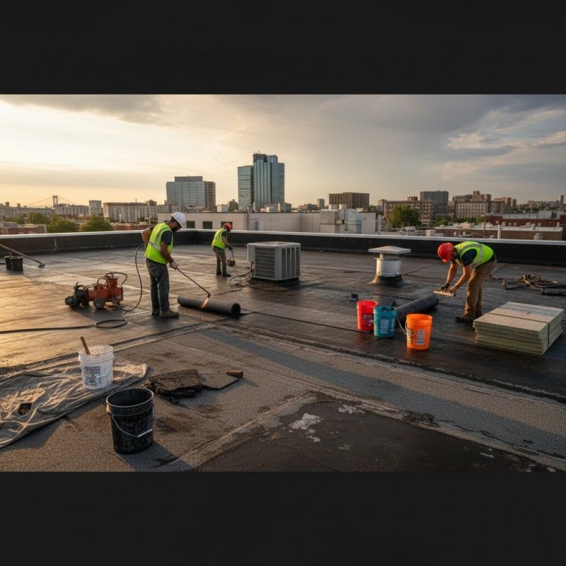 Flat Roof Repair After Storm Or Wind Damage